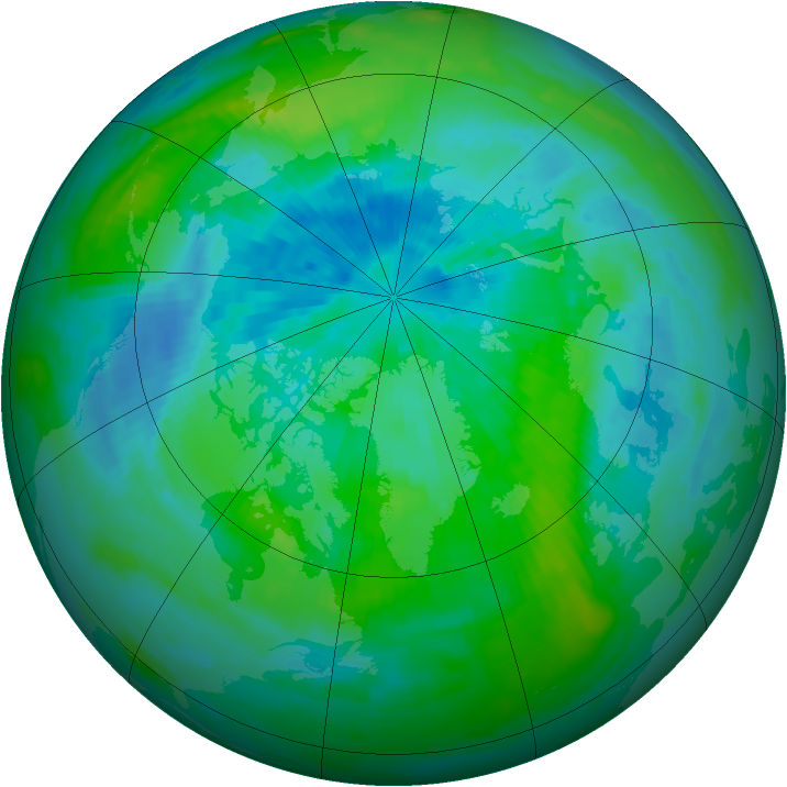 Arctic ozone map for 21 September 1989